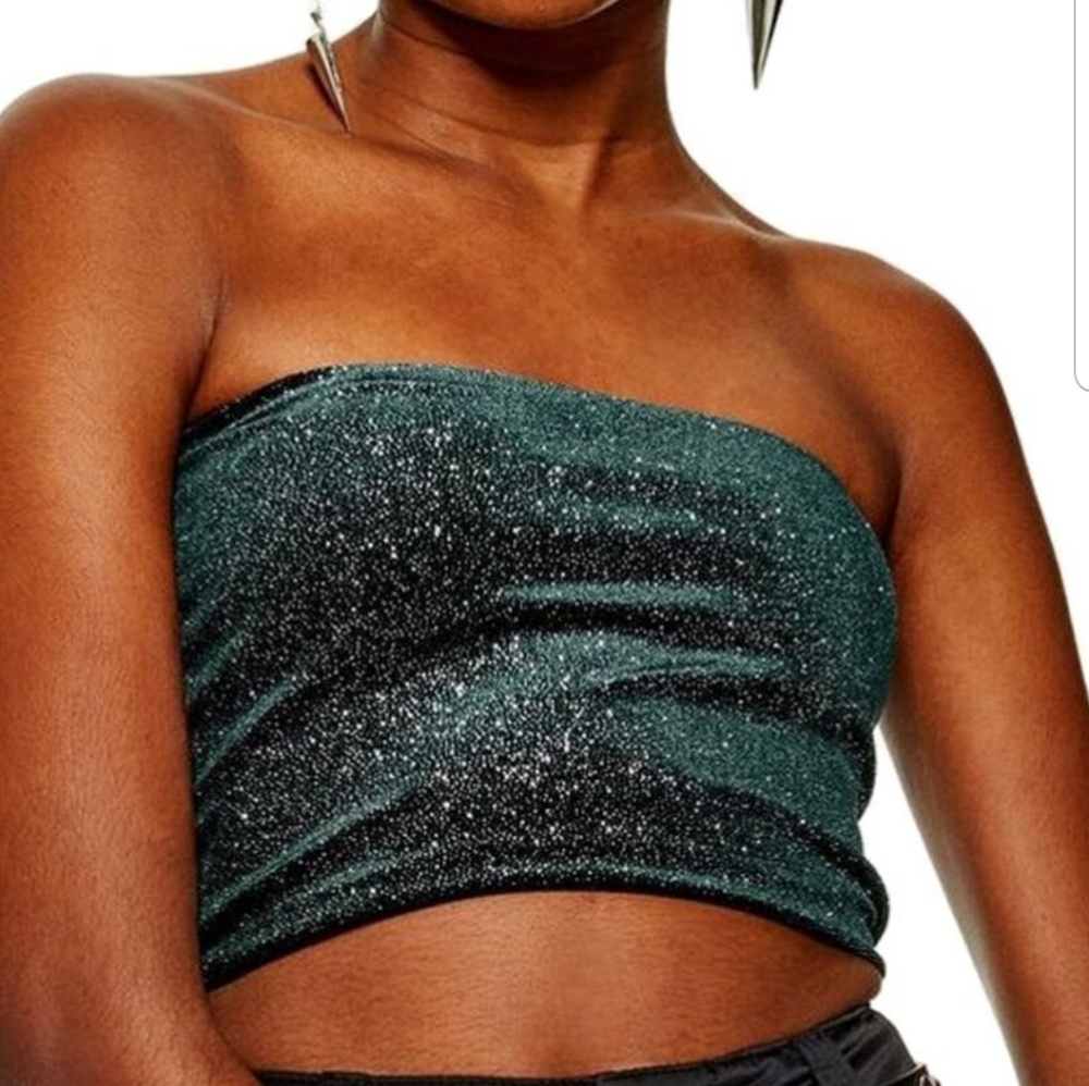 Topshop glittery velvet bandeux top